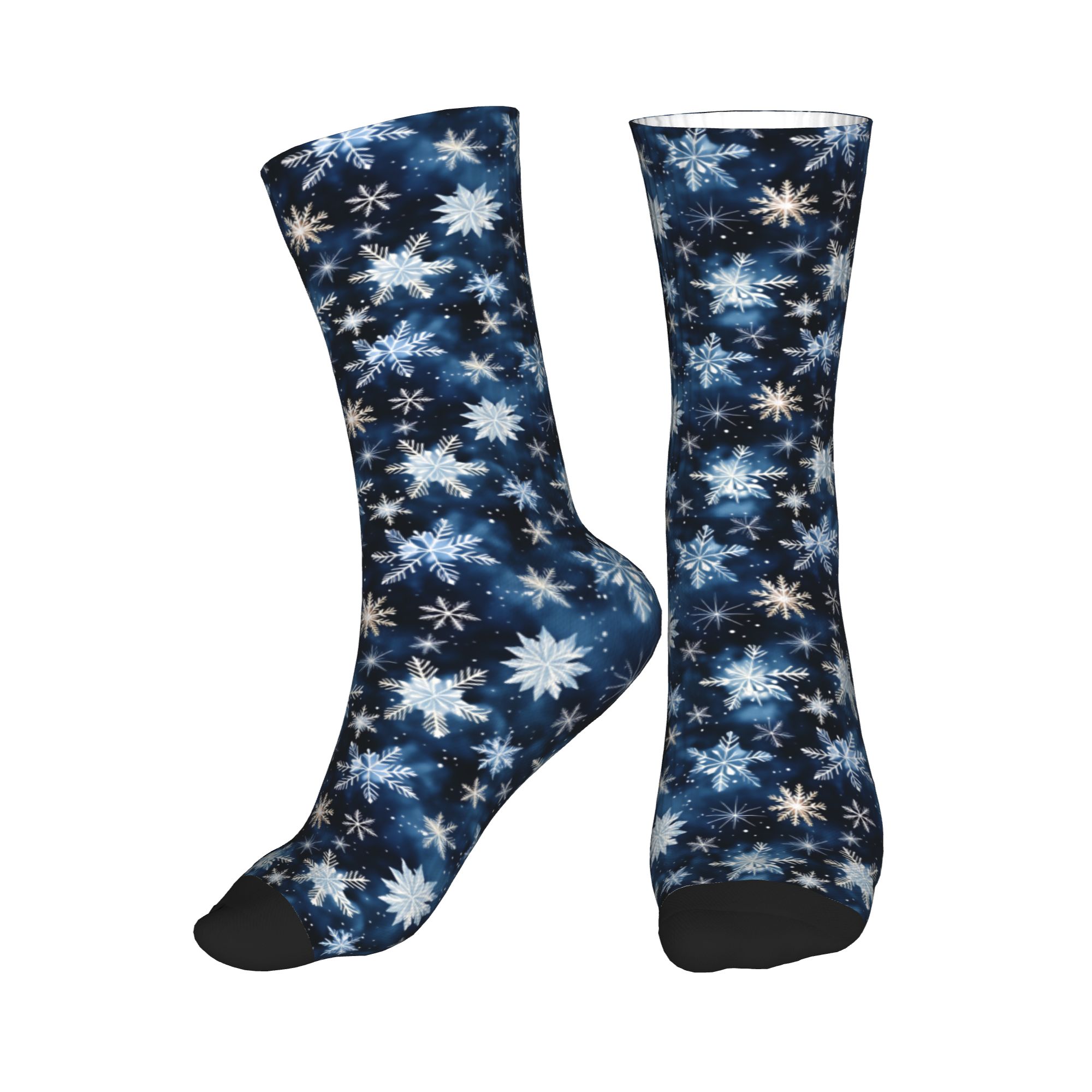 3D Printing Youtube - Navy Blue Snowflake Pattern Mens Crew