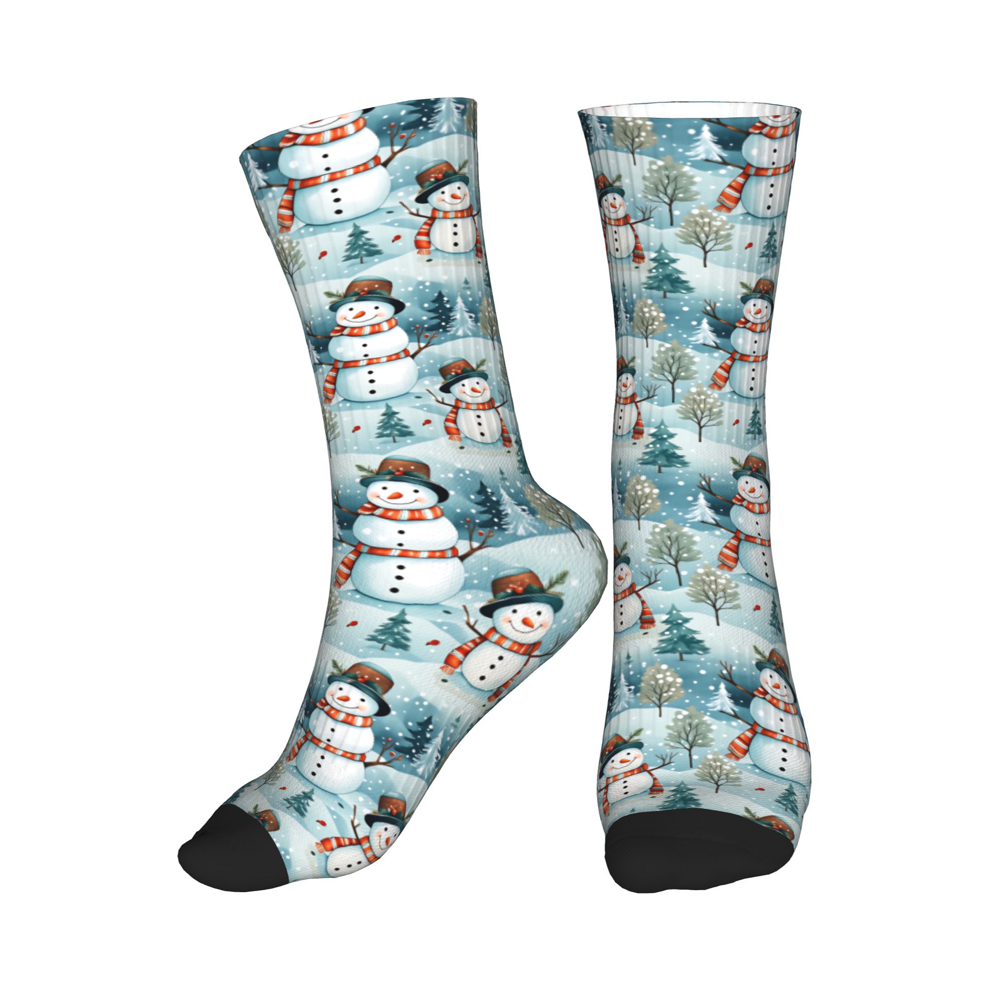 3D Printing Youtube - Cute Christmas Snowman Pattern Socks Women