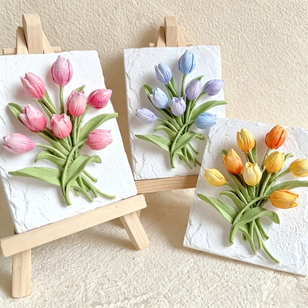 3D Printing Concrete - 3D Tulip Rectangle Plaque Aroma Plaster