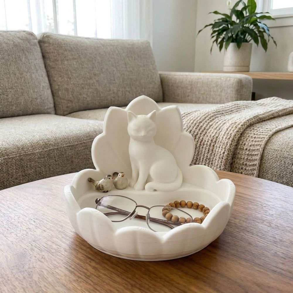 3D Printing Jewelry - Cute Lotus Cat Jewelry Storage Tray