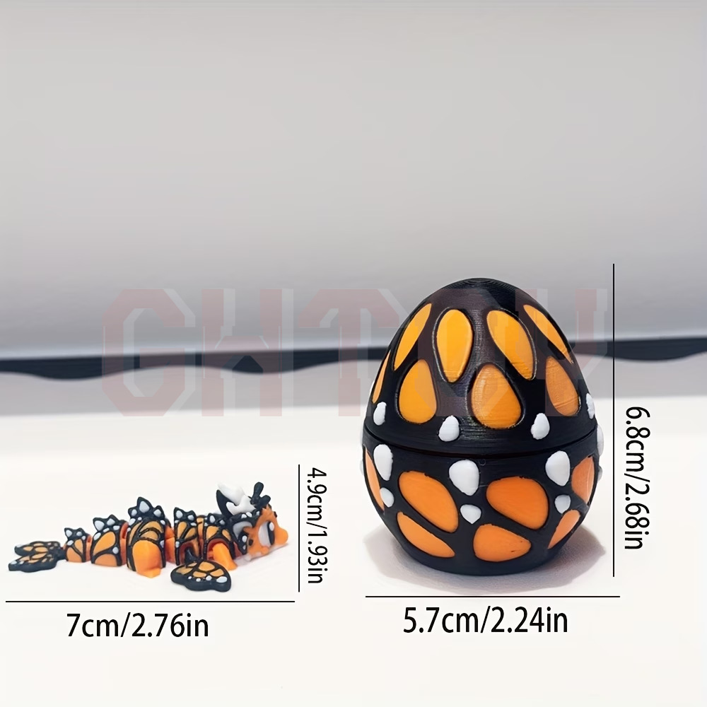 3D Printing Fidget Toys - 3D Printed Butterfly Dragon Egg Articulated