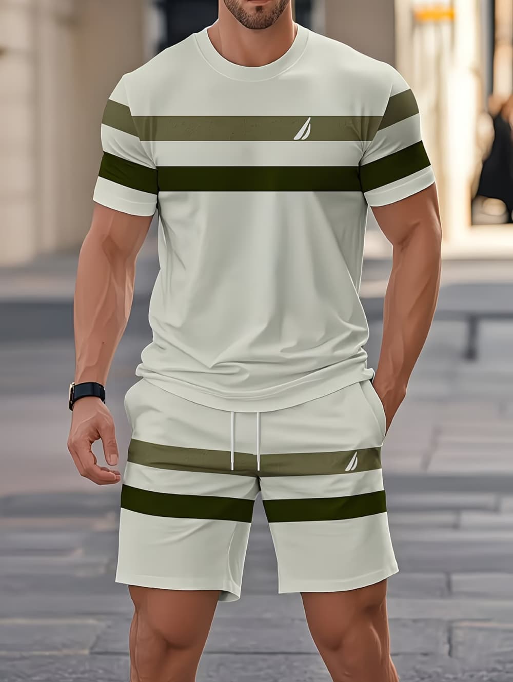 3D Printing Jersey - Men's Summer Sets Funny 3D Stripe