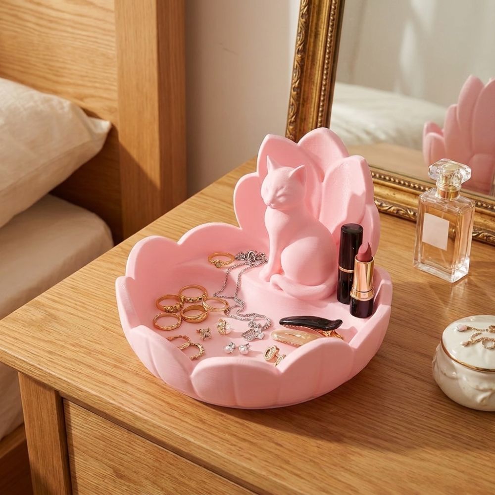 Cute Lotus Cat Jewelry Storage - 3D Printing Jewelry 评论和价格