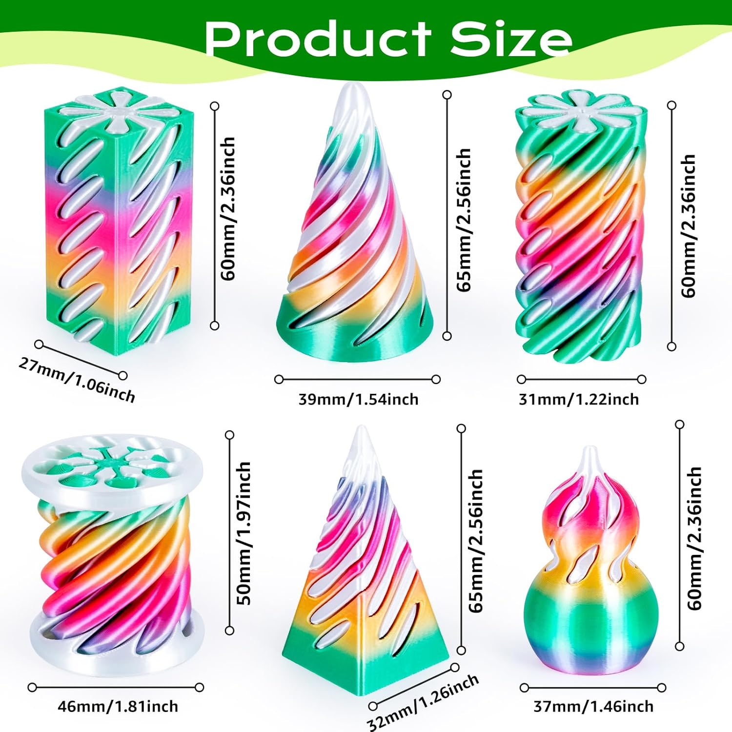 6 Pack Spiral Cone Fidget Toys - 3D Printing Fidget Toys 评论和价格